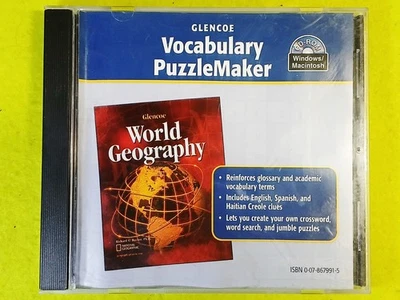 Glencoe World Geography Vocabulary PuzzleMaker CD-ROM Windows 95 Macintosh PC - Image 1 of 4