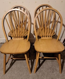 Wheel Back Country Kitchen Dining Chairs Set of 4 - Picture 1 of 5