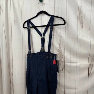 Vintage Tracy Evan’s Women’s 7 Blue Pinstripe Suspenders Pants New - Picture 1 of 8