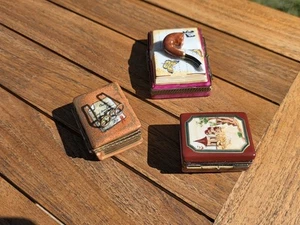 Limoges Set of 3 Gorgeous Books, Peint main Trinket Boxes, Signed - Picture 1 of 14