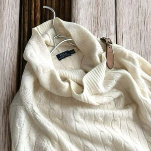 Polo Ralph Lauren Knit Poncho Cashmere Blend Cable Belt Women's #ED ZBA - Picture 1 of 13