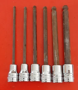 Snap On SAE Long Hex Ball Round Bit Driver Socket Set 3/8" Drive 206EFABL READ! - Bild 1 von 8