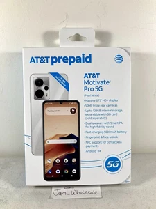 Locked To AT&T ATT Motivate Pro 5G 6.75” 128GB 50MP White Prepaid Smartphone NEW - Picture 1 of 2