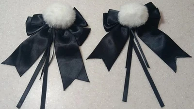 Черный банты Лолита рейв с помпонами Hot Topic черный белый мяч аниме манга - Изображение 1 из 2