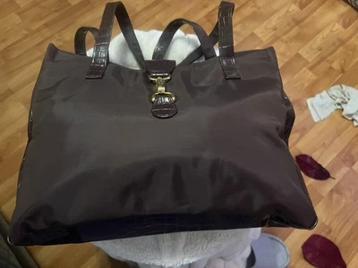 Diane Von Furstenberg Brown Suede Carry On Travel Tote Bag Shoulder Strap Handle - Image 1 of 4