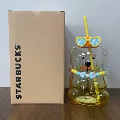 Starbucks 2025 China Summer Tropical Style Cute Bear 24oz Glass Cup - Image 1 of 4