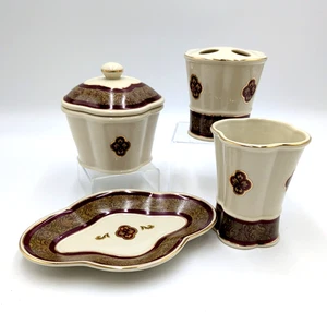 Croscill Bellisimo Canister/Soap Dish/Cup/Toothbrush Ceramic Bath Accessories-4 - Picture 1 of 15