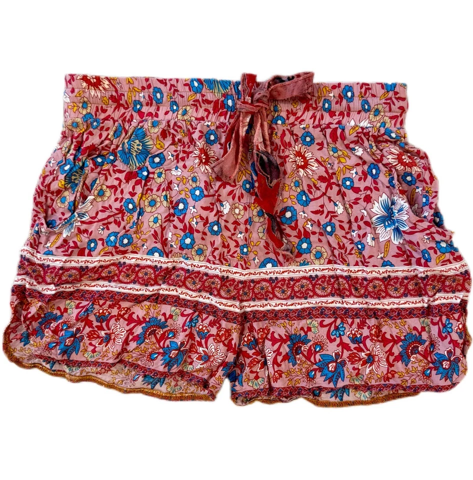 Pantalones Cortos Aratta Pequeños Boho Floral Cordón Rosa Azul Paisley Nuevo Festival Foto 1 de 4