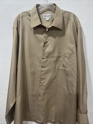 Camisa de vestir Oxford de seda vintage Alfani para hombre XL oro amarillo 17-1/2 34/35 Foto 1 de 4