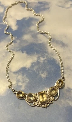 "Collar estacionario 925 citrino plata esterlina estilo Art Deco 19"" 17 g+" Foto 1 de 4