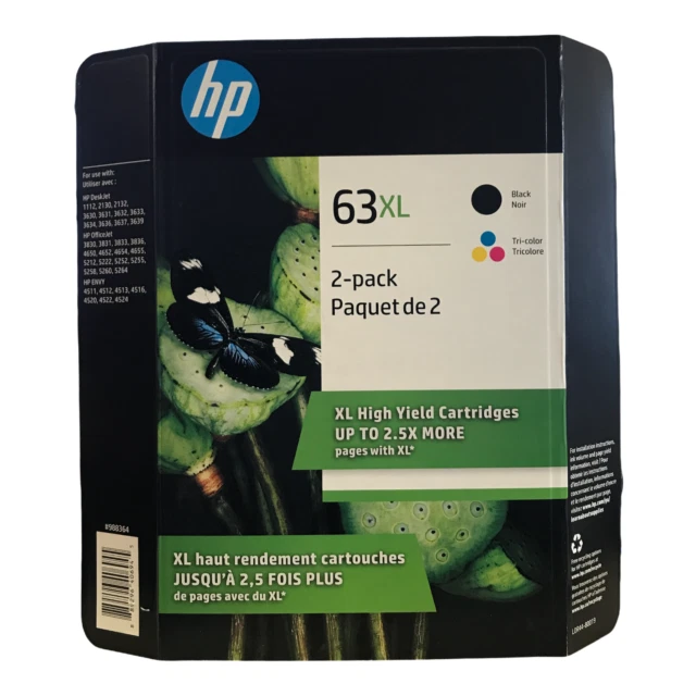 HP 63XL Black/Tri-color Original Ink Cartridges