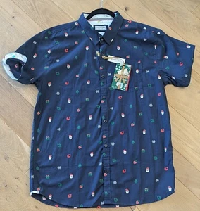 Eighth Avenue Mens XL SLIM CHRISTMAS Short Sleeve Santa New! Holiday Party NEW! - Picture 1 of 8