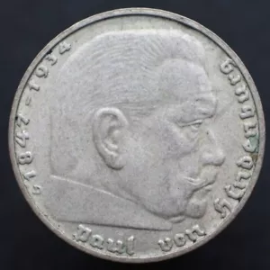 2 Reichsmark 1938 D - Alemania Tercer Reich moneda de plata con esvástica - #666 - Imagen 1 de 3