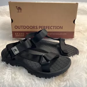 Camel Mens Sport Sandals Black Ankle Strap Adjustable Hook And Loop 8.5 Black - Picture 1 of 8