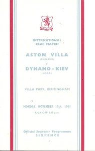 Vintage ASTON VILLA FC 1961/62 v Dynamo Kiev - Friendly (2) - Picture 1 of 2