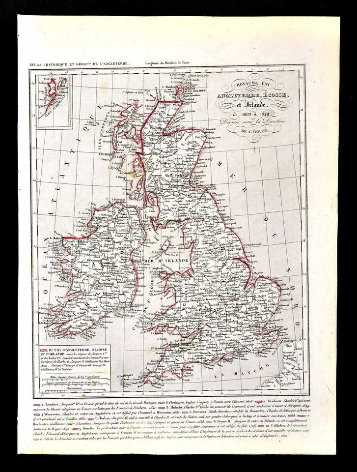 1849 Houze Map Great Britain 1603-1849 England Ireland Scotland London Dublin - Image 1 of 1