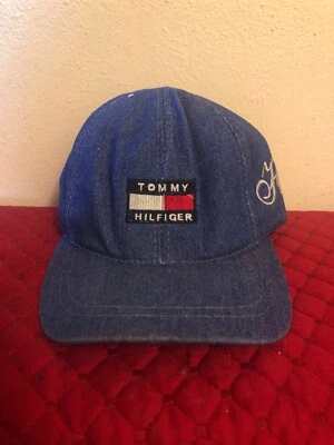 De Colección Años 90 Tommy Hilfiger Bandera Americana Snapback Sombrero Hebilla Espalda Denim Jeans EE. UU. Foto 1 de 4