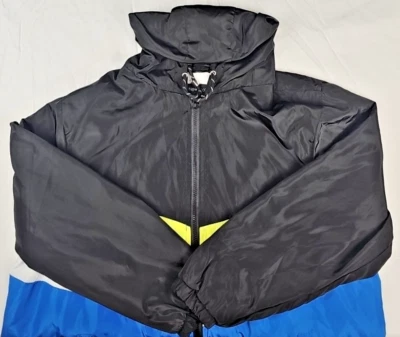 Chaqueta cortavientos con capucha para mujer talla 1X negra azul amarilla blanca. ¡Envío gratis hoy! Foto 1 de 4