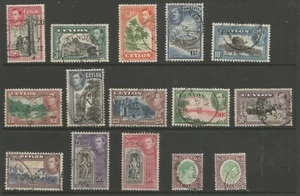 CEYLON SG386-97 THE 1938-49 GVI SET OF 15 inc both papers of 5c FINE USED - Picture 1 of 1