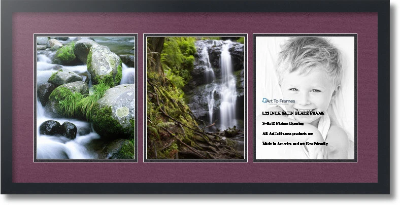 ArtToFrames Collage Mat Picture Photo Frame - 3 8x10" Openings Satin Black 25 - Image 1 of 1