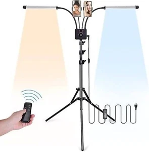 ULANZI 45W DOUBLE ARM LED VIDEO BEAUTY FILL LIGHT DIMMABLE WITH 2 PHONE HOLDERS - Picture 1 of 10