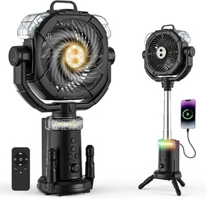LED Camping Fan Rechargeable 330ml Portable Misting Fan 20000mah Battery Powered - Picture 1 of 9