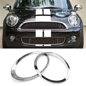 HEADLIGHT TRIM RING SET LEFT & RIGHT CHROME SLIVER FOR MINI COOPER F55 F56 F57 - Picture 1 of 8