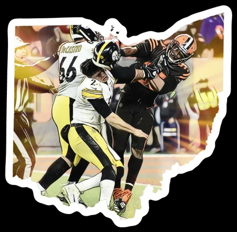 Cleveland Browns MAGNET Myles Garrett Fans only Pittsburgh Sucks Helmet Cartoon Cover