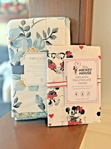 Disney Pottery Barn Mickey Minnie Mouse Floral Monique holiday Bed SET 2 z - Picture 1 of 23