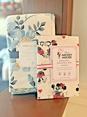 Disney Pottery Barn Mickey Minnie Mouse Floral Monique holiday Bed SET 2 / - Image 1 of 4