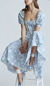 Polo Ralph Lauren 100% Linen KAI FLORAL WOMENS Midi Dress Blue/White: NWOT - Picture 1 of 12