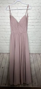 MoriLee Dusty rose Chiffon long Bridesmaid Dress, sz 4, EUC - Picture 1 of 11