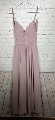 Vestido Formal MoriLee Rosa Polvoriento Gasa Largo Dama de honor Boda, Talla 4, Usado en Excelente Condición Foto 1 de 4