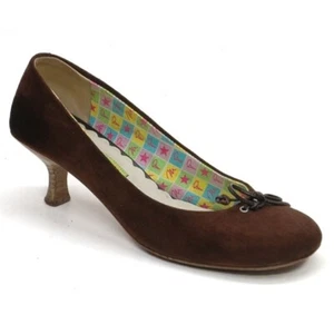 Scarpe donna Goffredo Fantini decolte punta tonda 38,5/8 marrone scamosciato tacco a gattino - Foto 1 di 4