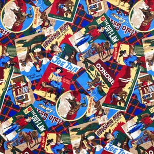 Cowboy Western Quilting Cotton Fabric 1+yd (42" x 43") Cranston Vintage 80s - Picture 1 of 4