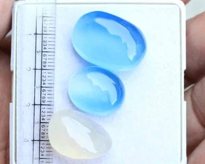 Natürlicher Chalzedon Oval Cabochon Lose Edelstein 3 Stck. 15*21,5 mm 50,90 CT - Bild 1 von 4