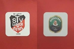Ratsherrn 50 Jahre STV Lübeck Siems 1998 Brauerei Bierdeckel Bier - Bild 1 von 1