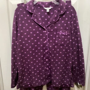 Damen Charter Club 2-teiliges Pyjama Set Pflaume Lila mit helllila Herzen ~XL - Bild 1 von 7