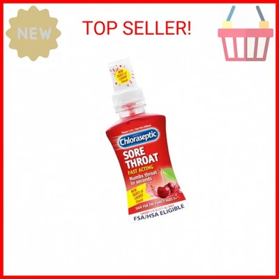 Spray cloraséptico para dolor de garganta, sabor cereza, 6 fl oz Foto 1 de 2