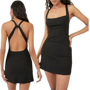 Free People Intimate Just Peachy Mini Slip Dress Black Nighthout Grunge Gr. M  - Bild 1 von 7