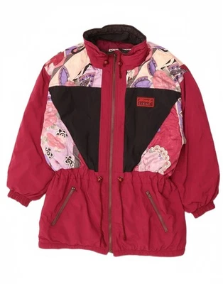 Chaqueta de esquí holgada NINETY OCHO para mujer Reino Unido 14 mediana borgoña floral BY02 Foto 1 de 4