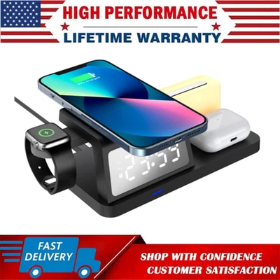 Base de estación de carga inalámbrica rápida 4 en 1 para Apple Watch iPhone 15 14 13 Pro Max Foto 1 de 4