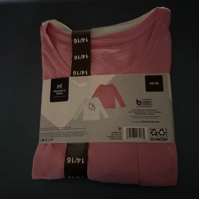 Members Mark 2 Pack Favorite Tees 14/16 Pink And White Vietnam Cotton/modal - Image 1 of 4