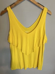 Merona Bright Yellow Tank Top Ruffles - Size Women's Large Soft V-neck - Picture 1 of 3