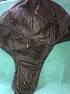 Mil-Tec Brown Leather Bomber Pilot Flight Helmet Cap Size Med - Picture 1 of 5