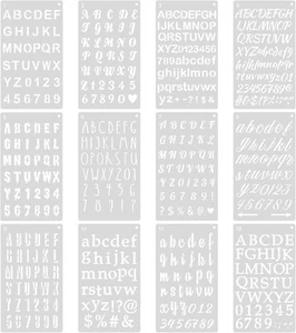 Buchstaben Schablone 12 Stück Schablonen Buchstaben Malschablonen Kunststoff - Bild 1 von 7