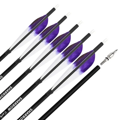 28" 30" 31" Carbon Arrows SP500 Archery 5" Feather Recurve Compound Bow Hunting - Image 1 of 4