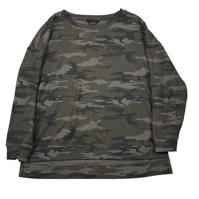 Sanctuary Camouflage Waffle Knit Crewneck Long Sleeve Top Women Size S - Image 1 of 4
