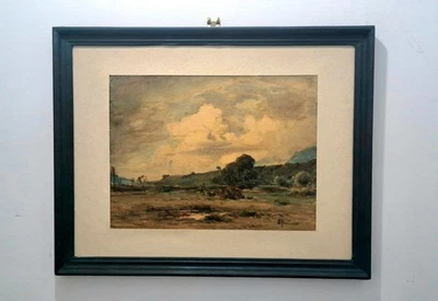 Tableau impressionniste, Aquarelle Ernest FILLIARD - École française + 4 CD - Photo 1/4