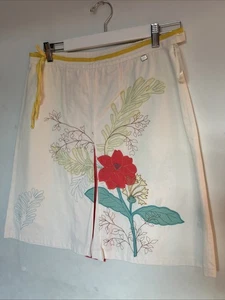 Ted Baker White Denim Summer A-line Skirt With Floral Detail; Ted Size 3; UK12 - Picture 1 of 3